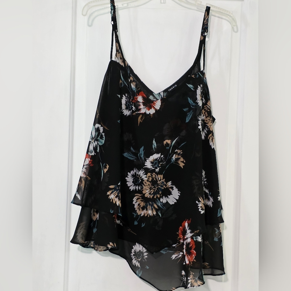 Floral Black Camisole Top
